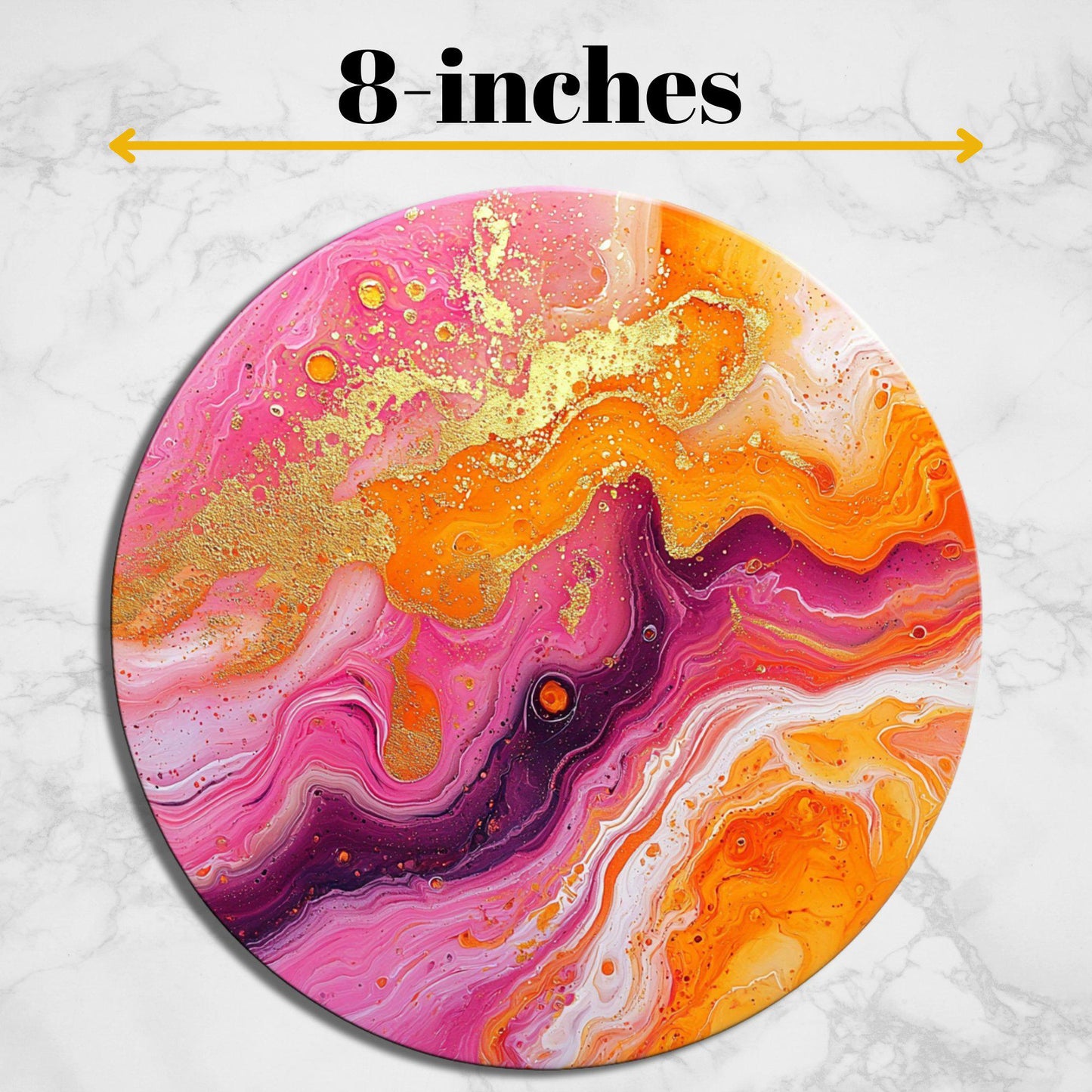 Pink Orange Marble Glass Cutting Board Trivet Hot Plate Charcuterie Board Gift for Her Mom Christmas Housewarming