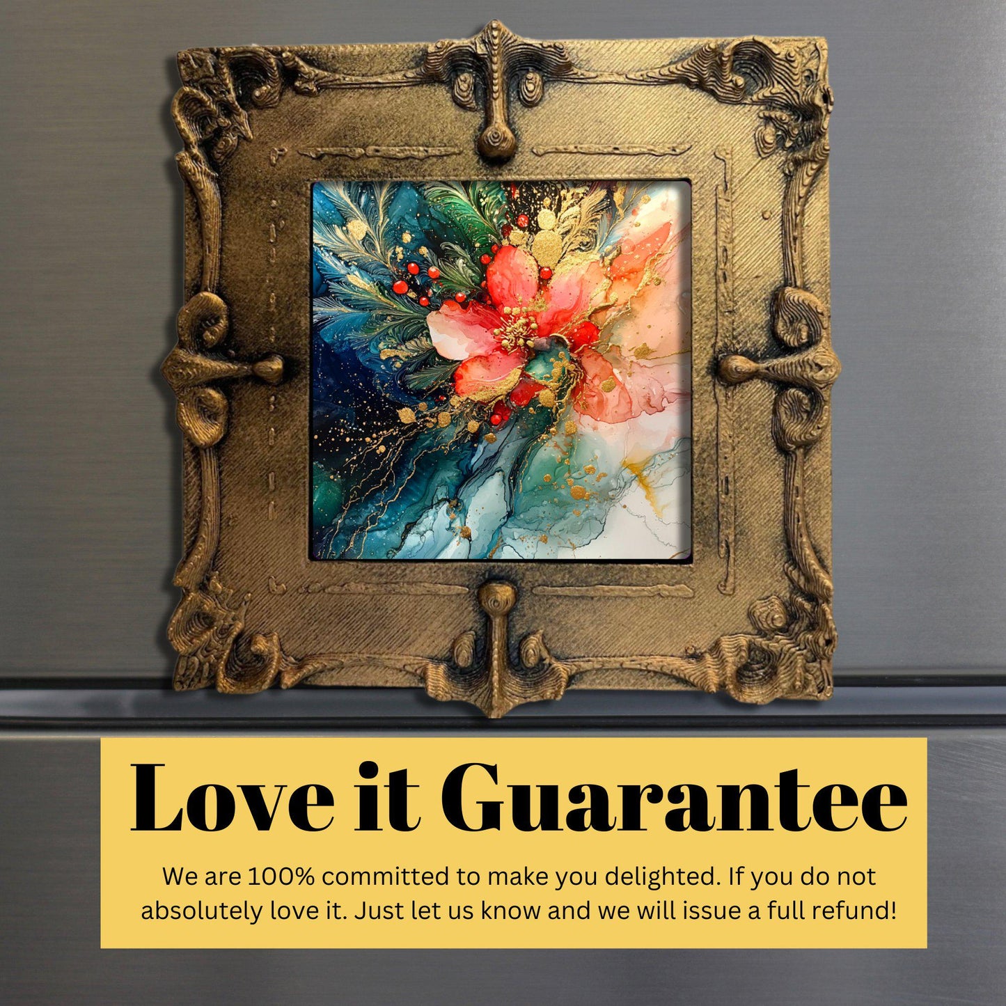 Christmas Aesthetic Tiny Art Fridge Magnet Gold Framed Fridgescaping Art Picture Gallery Tiny Art Gift for Her Wife Mom