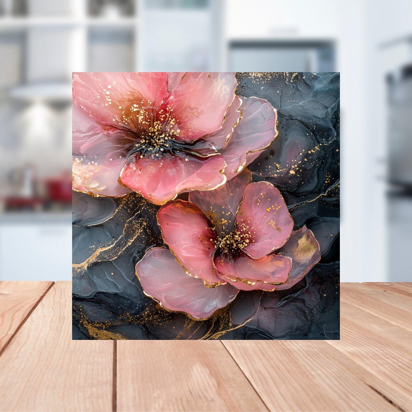 Blush Pink and Charcoal Gray Fridge Magnet 2-inch Strong Refrigerator Magnet Kitchen Decor Dopamine Ceramic Tile Art Gift for Her