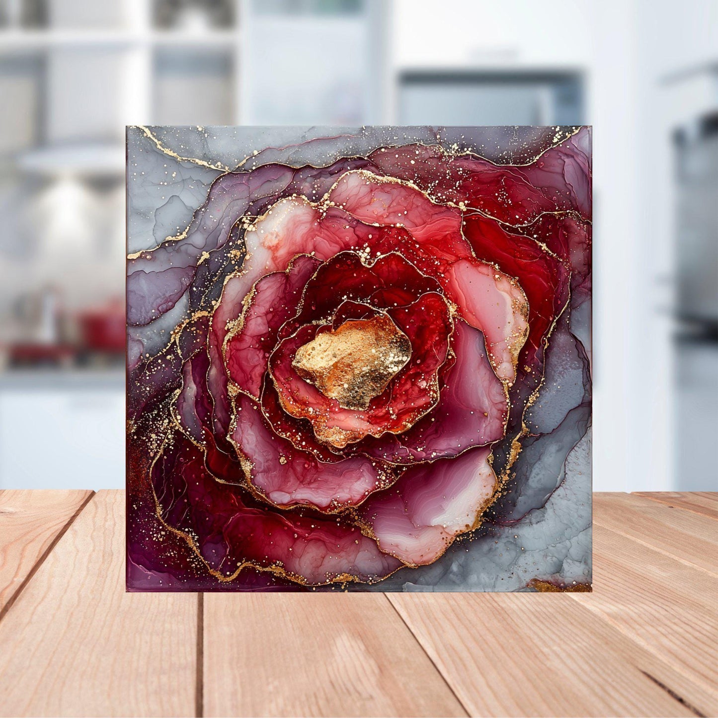 Deep burgundy and light gray Fridge Magnet 2-inch Strong Refrigerator Magnet Kitchen Decor Dopamine Ceramic Tile Art Gift for Her