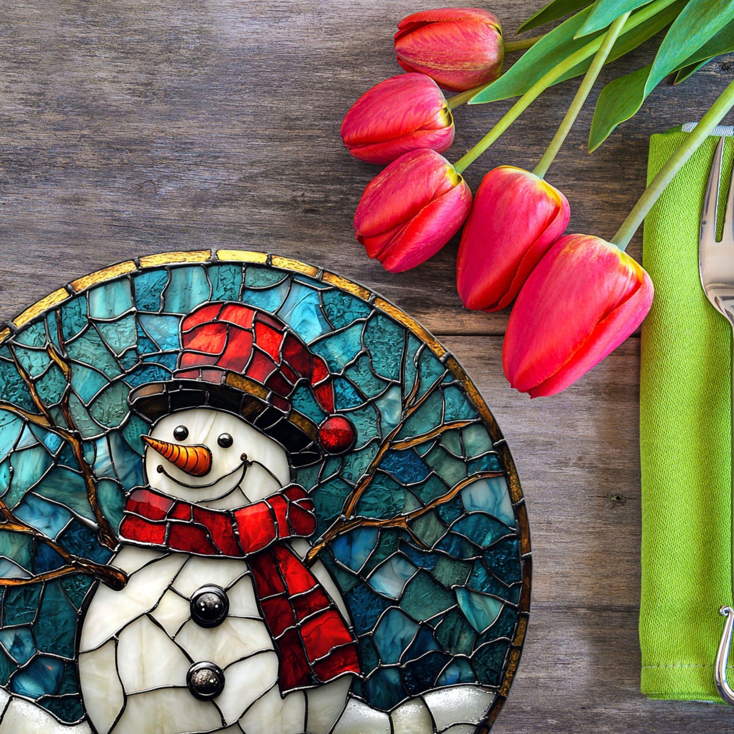 Snowman Glass Cutting Board Trivet Hot Plate Charcuterie Board Gift for Her Mom Christmas Housewarming