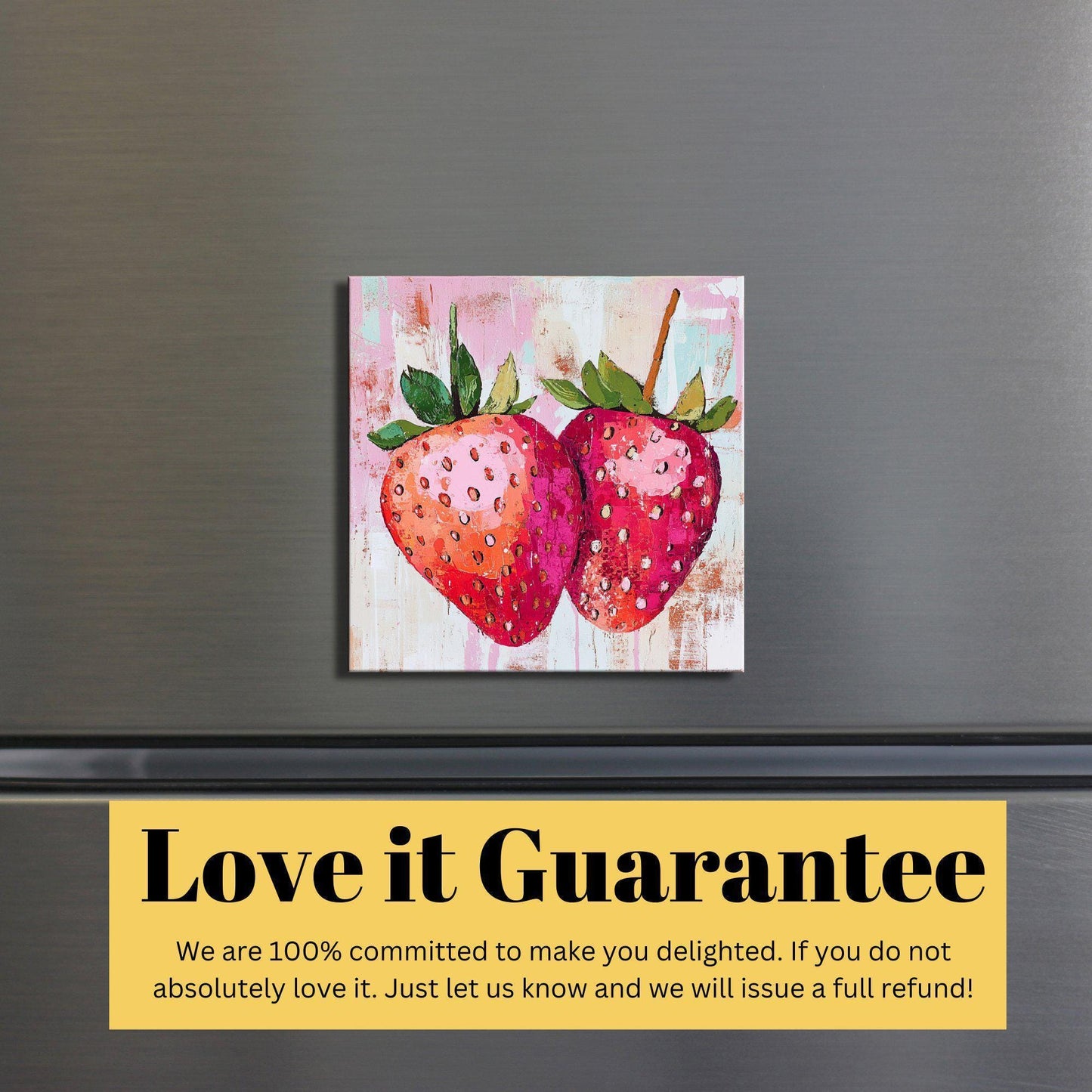 Strawberries Fridge Magnet 2-inch Strong Refrigerator Magnet Kitchen Decor Dopamine Ceramic Tile Art Gift for Her fridgescaping