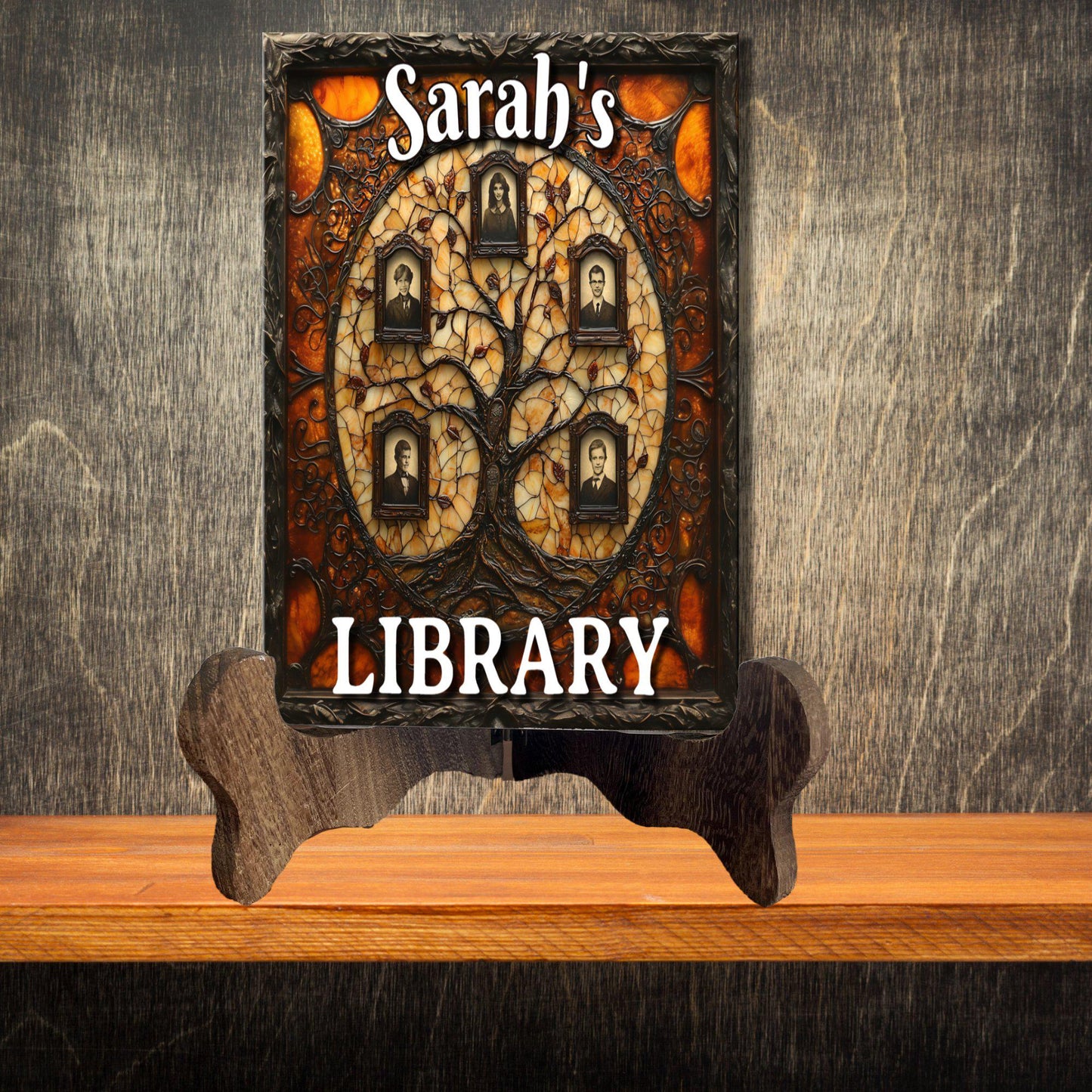 Family Tree Personalized Library Sign Book Lover Bookworm Biblio Gift Book Nook Shelf Decor Booktoker-Gift for Bookish