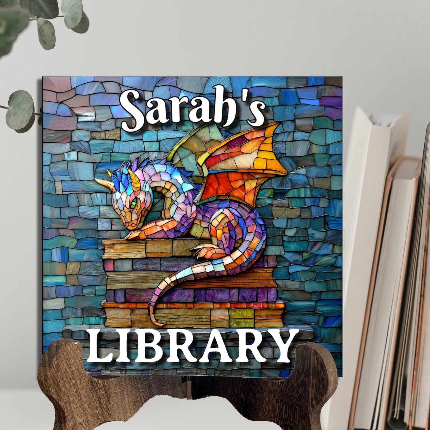 Dragon Personalized Library Sign Bookshelf Decore Biblophil Gifts Bookworm Gift To-Be-Read