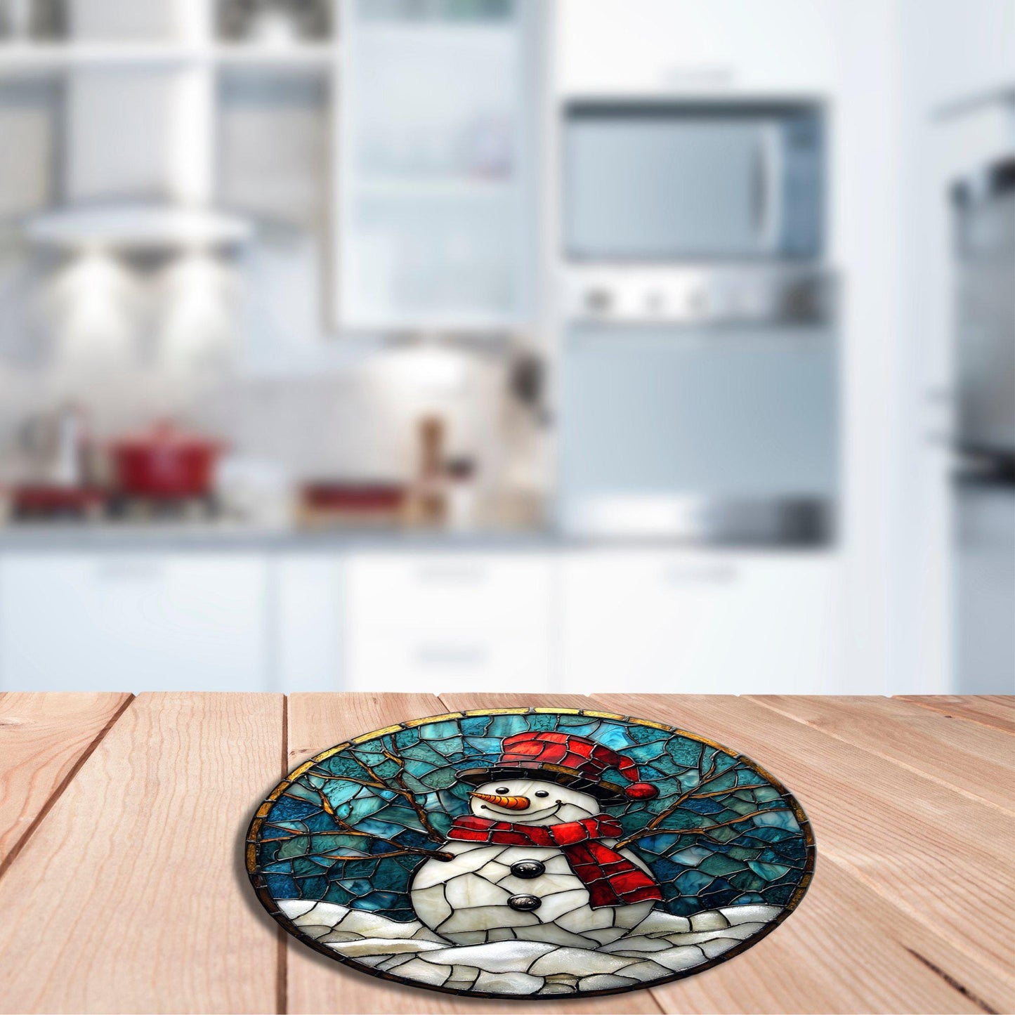 Snowman Glass Cutting Board Trivet Hot Plate Charcuterie Board Gift for Her Mom Christmas Housewarming