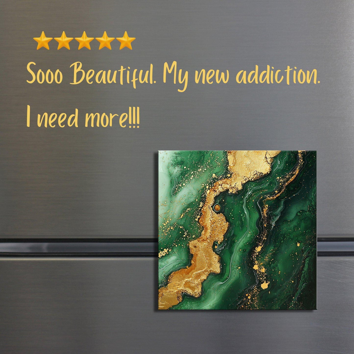 Forest Green and Gold Fridge Magnet 2-inch Strong Refrigerator Magnet Kitchen Decor Dopamine Ceramic Tile Art Gift for Her fridgescaping