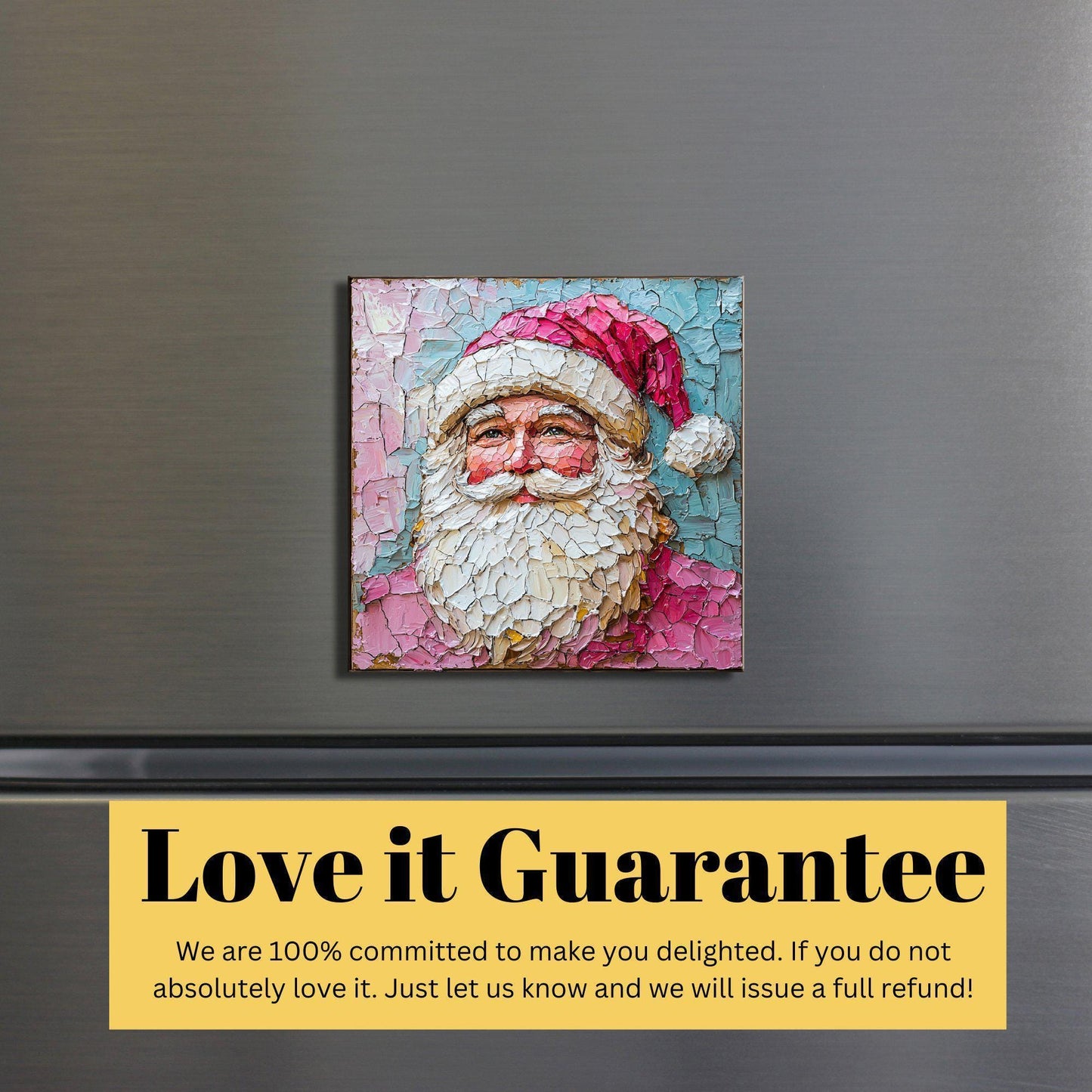 Pink Santa Claus Fridge Magnet 2-inch Strong Refrigerator Magnet Kitchen Decor Dopamine Ceramic Tile Art Gift for Her fridgescaping