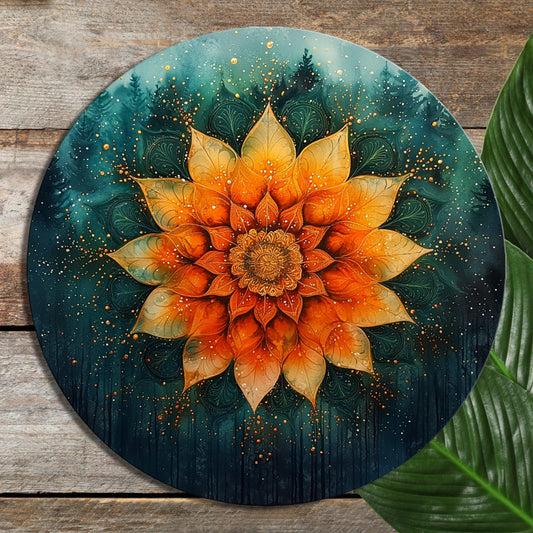 Christmas Colors Mandala Glass Cutting Board 8-inch Round Trivet Charcuterie Board Gift for Her Mom Kitchen Decor