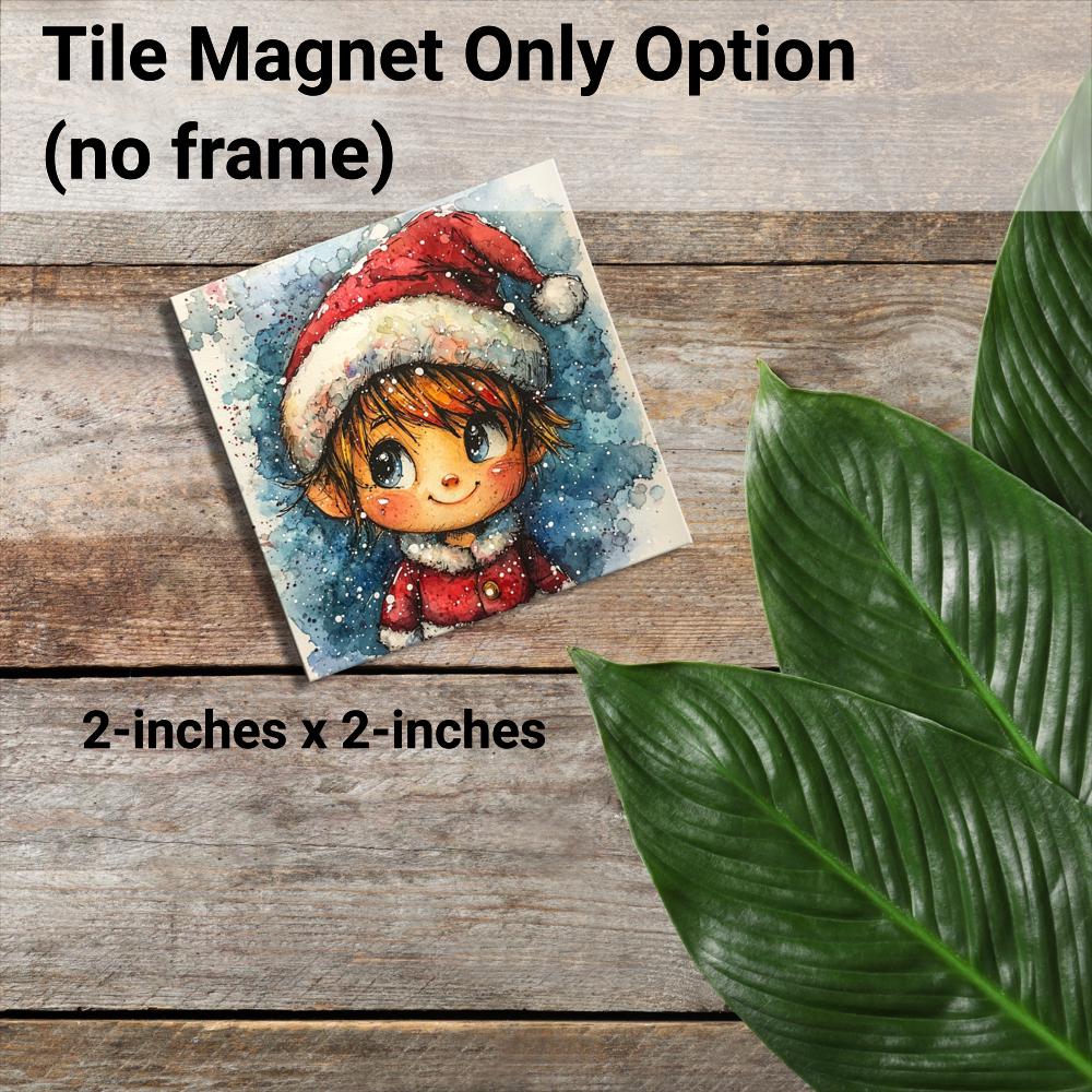 Kawaii Style Elf Tiny Art Fridge Magnet Gold Framed Fridgescaping Art Picture Gallery Tiny Art Gift for Her Wife Mom