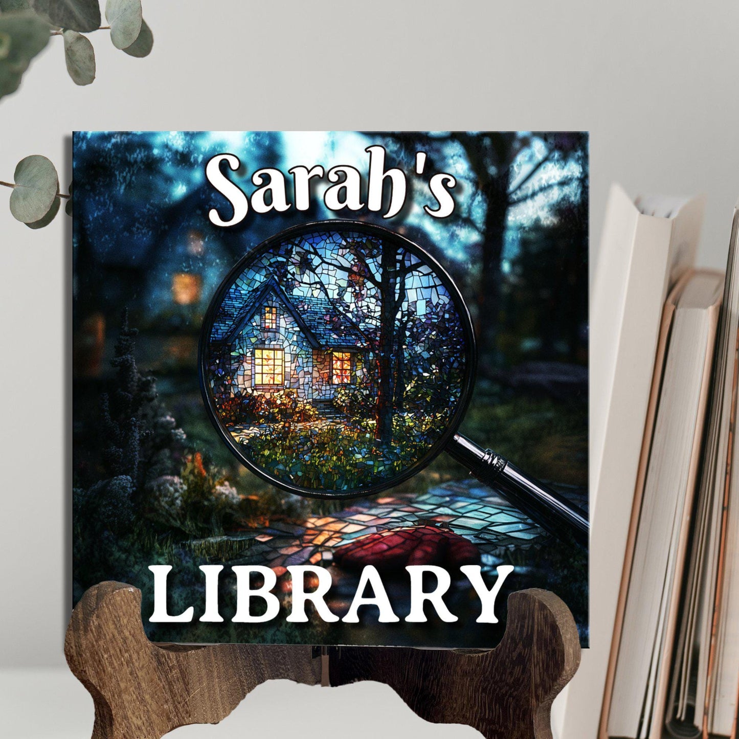 Mystery Personalized Library Sign Book Lover Bookworm Biblio Gift Book Nook Shelf Decor Booktoker-Gift for Bookish