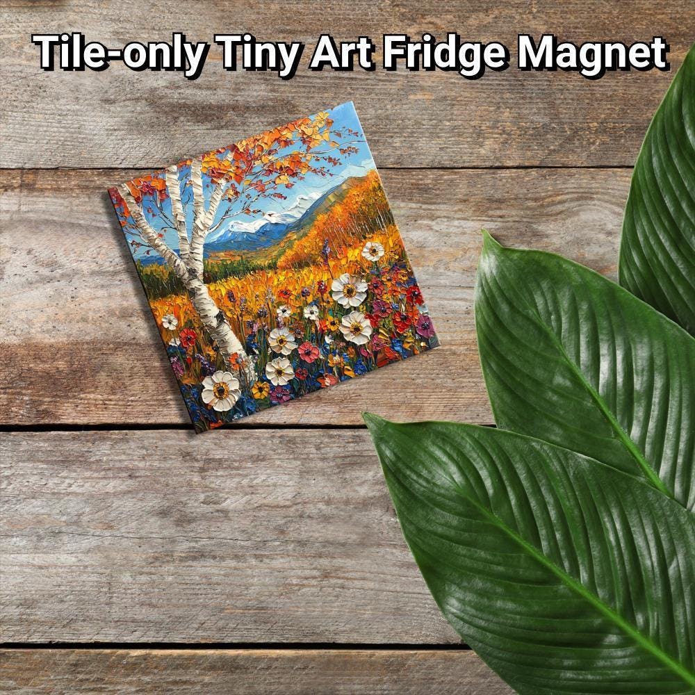 Fall Wildflowers Gold Framed Refrigerator Magnet, Mini Art, Grand Millennial Style, Artful Kitchen Decor, Gift for Her fridgescaping