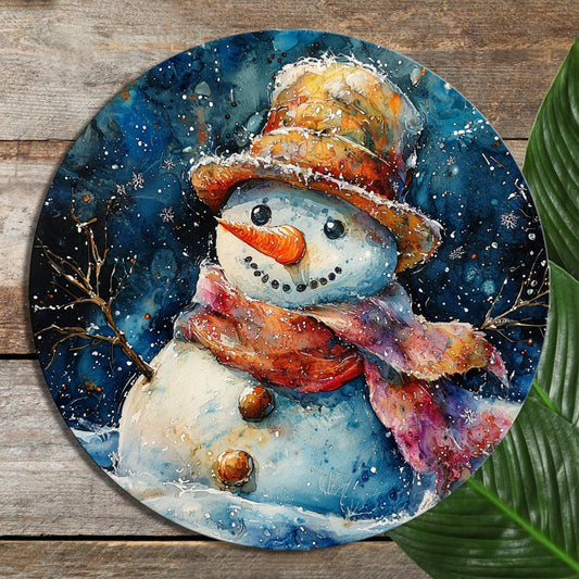 Snowman Glass Cutting Board 8-inch Round Trivet Charcuterie Board Gift for Her Mom Kitchen Decor