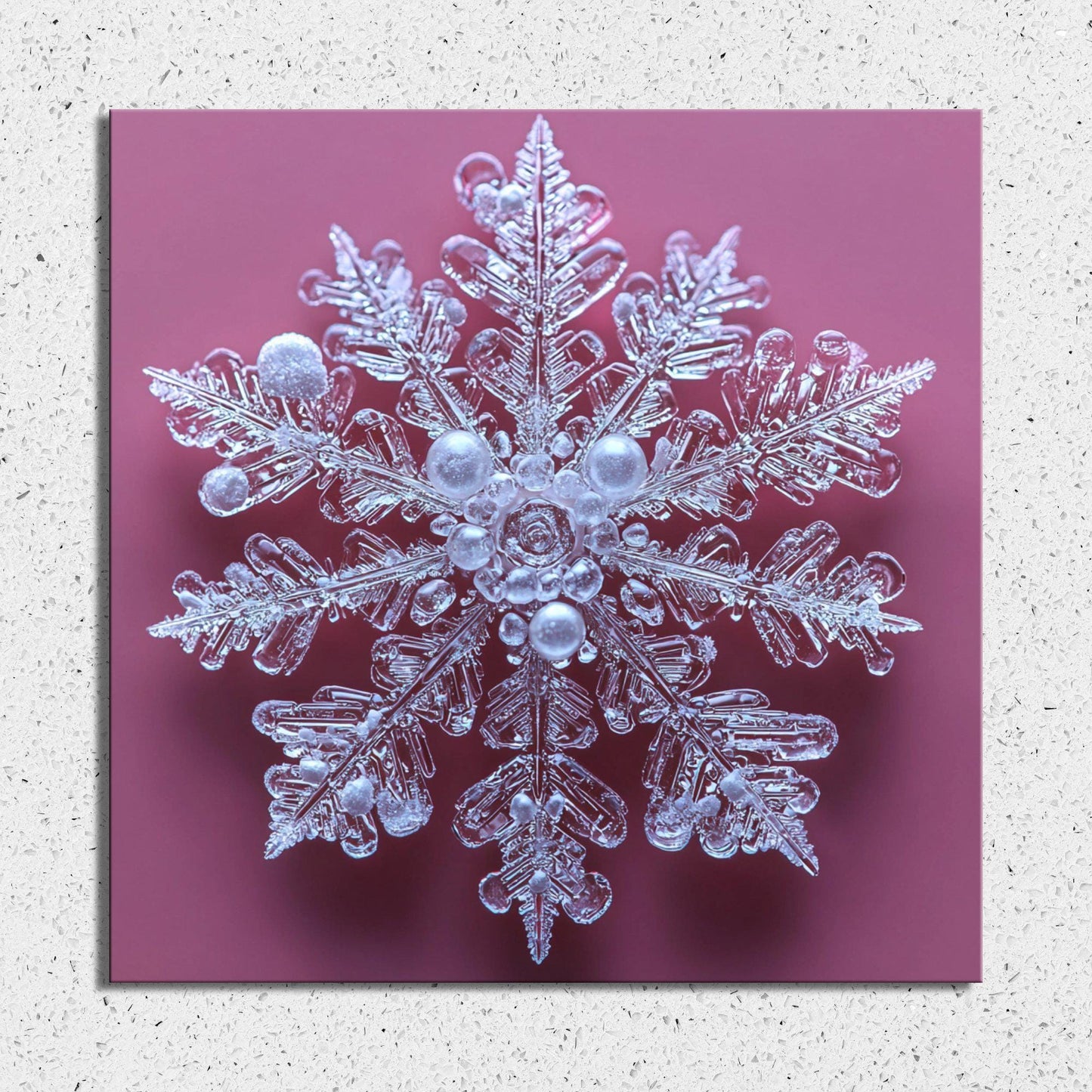 Snowflake on Pink Fridge Magnet 2-inch Strong Refrigerator Magnet Kitchen Decor Dopamine Ceramic Tile Art Gift for Her fridgescaping