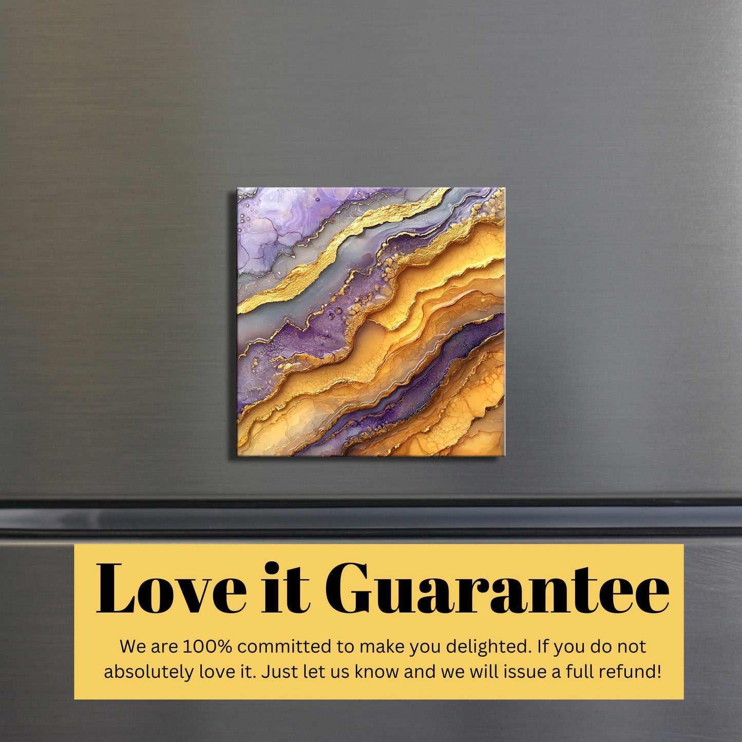 Ochre yellow and soft lilac Fridge Magnet 2-inch Strong Refrigerator Magnet Kitchen Decor Dopamine Ceramic Tile Art Gift for Her