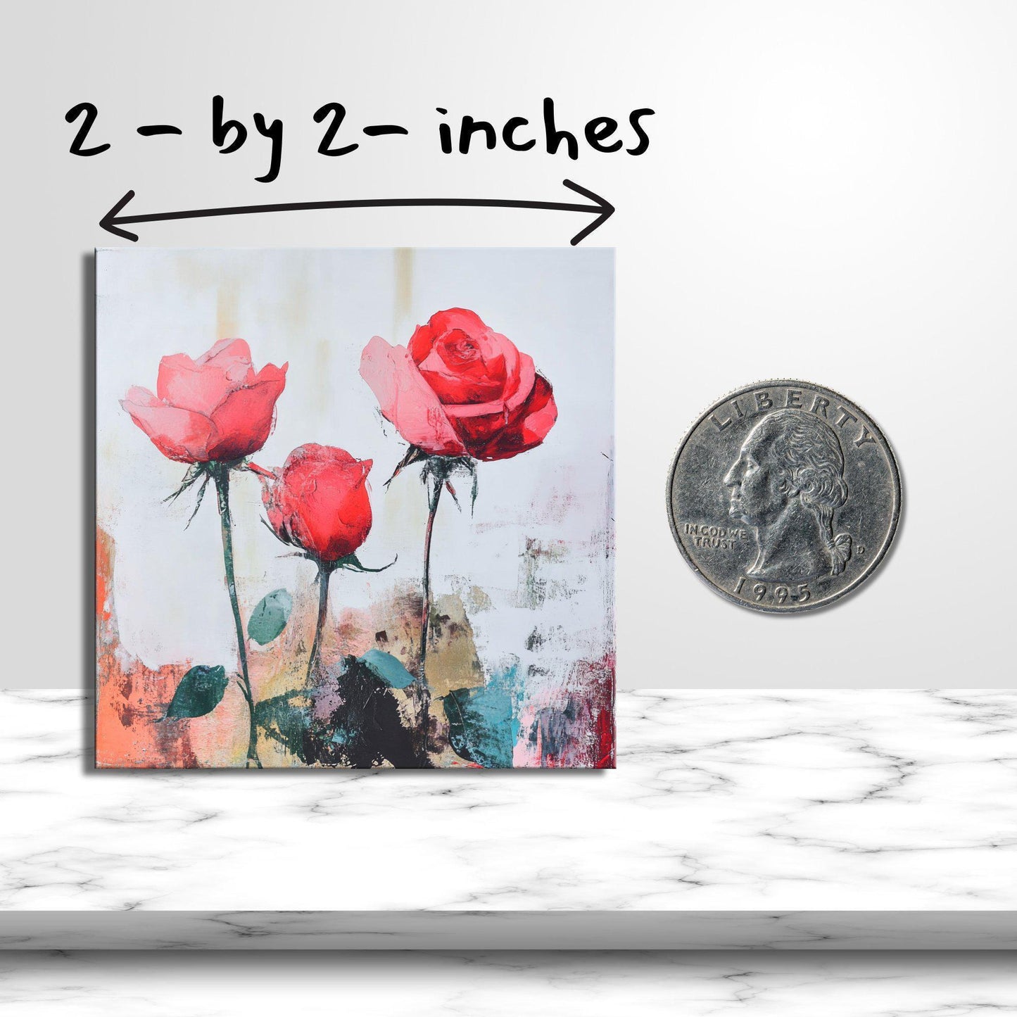 Botanical Roses Fridge Magnet 2-inch Strong Refrigerator Magnet Kitchen Decor Dopamine Ceramic Tile Art Gift for Her fridgescaping