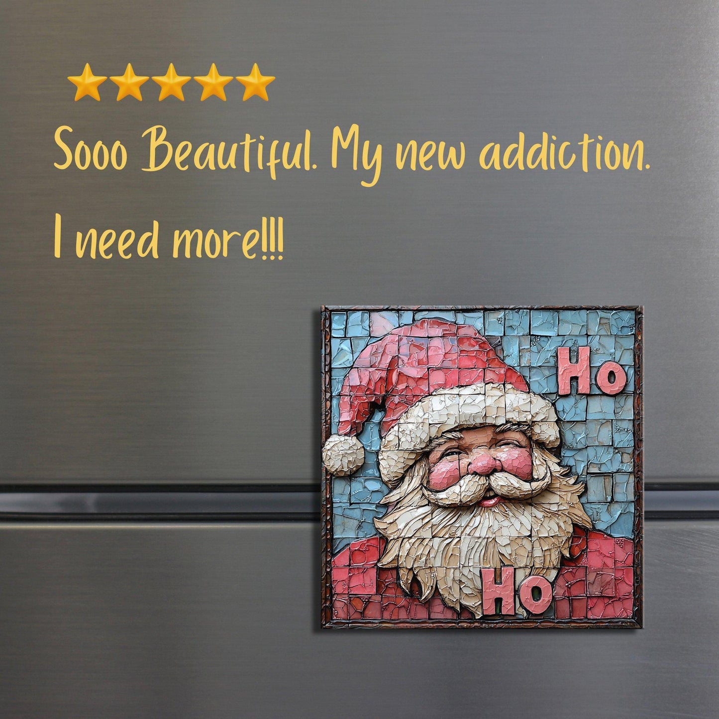 Pink Ho Ho Ho Fridge Magnet 2-inch Strong Refrigerator Magnet Kitchen Decor Dopamine Ceramic Tile Art Gift for Her fridgescaping