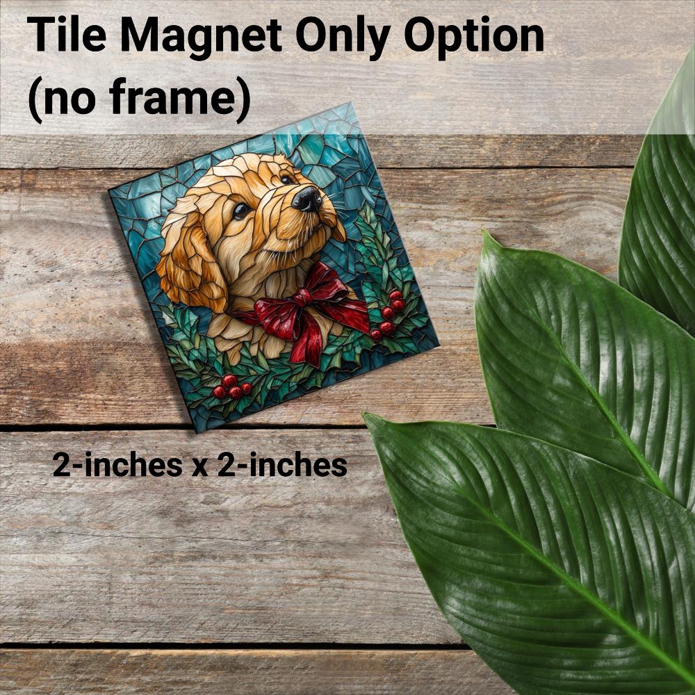 Cute Puppy Christmas Present Tiny Art Fridge Magnet Gold Framed Fridgescaping Art Picture Gallery Tiny Art Gift for Her Wife Mom