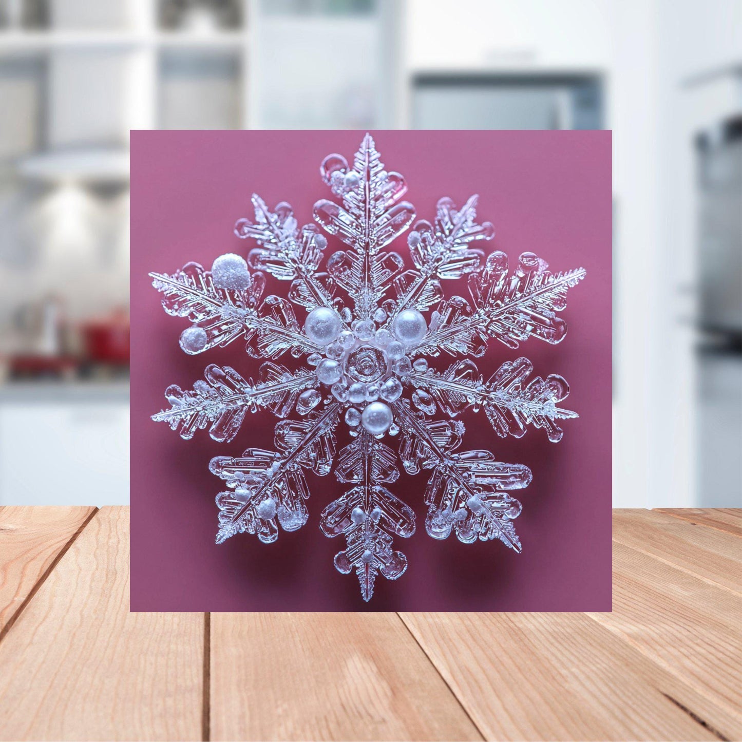 Snowflake on Pink Fridge Magnet 2-inch Strong Refrigerator Magnet Kitchen Decor Dopamine Ceramic Tile Art Gift for Her fridgescaping