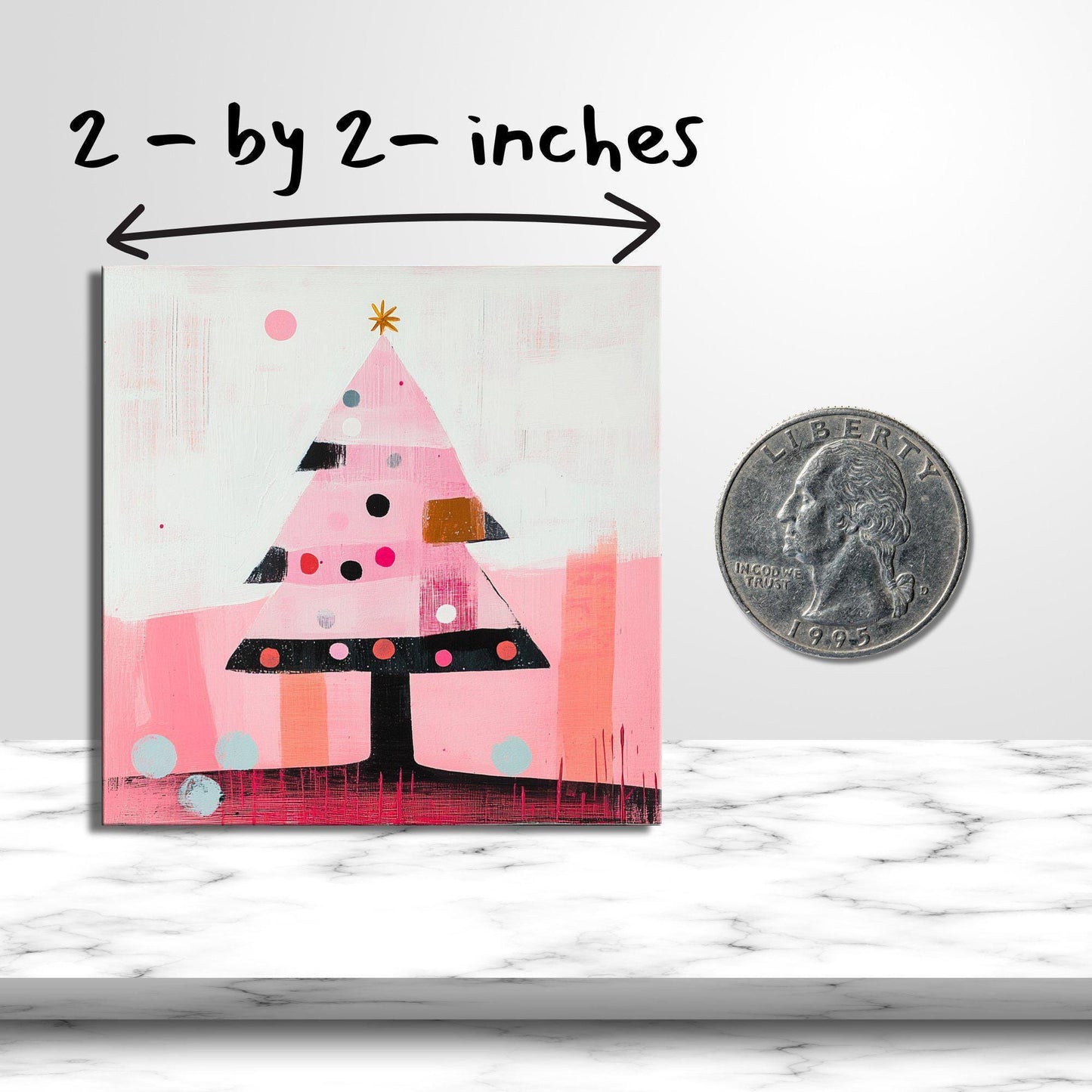 Pink Christmas Tree Fridge Magnet 2-inch Strong Refrigerator Magnet Kitchen Decor Dopamine Ceramic Tile Art Gift for Her fridgescaping