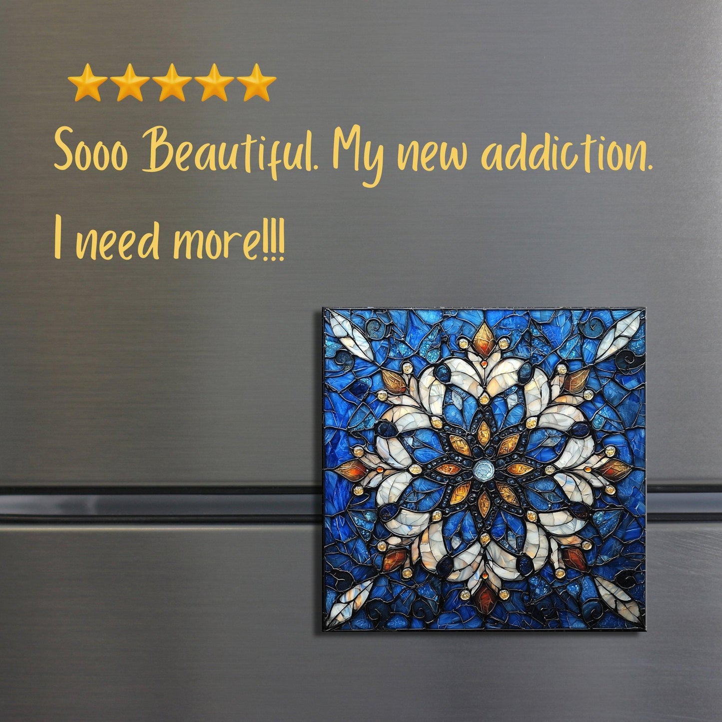 Snowflake Stained Glass Fridge Magnet 2-inch Strong Refrigerator Magnet Kitchen Decor Dopamine Ceramic Tile Art Gift for Her fridgescaping