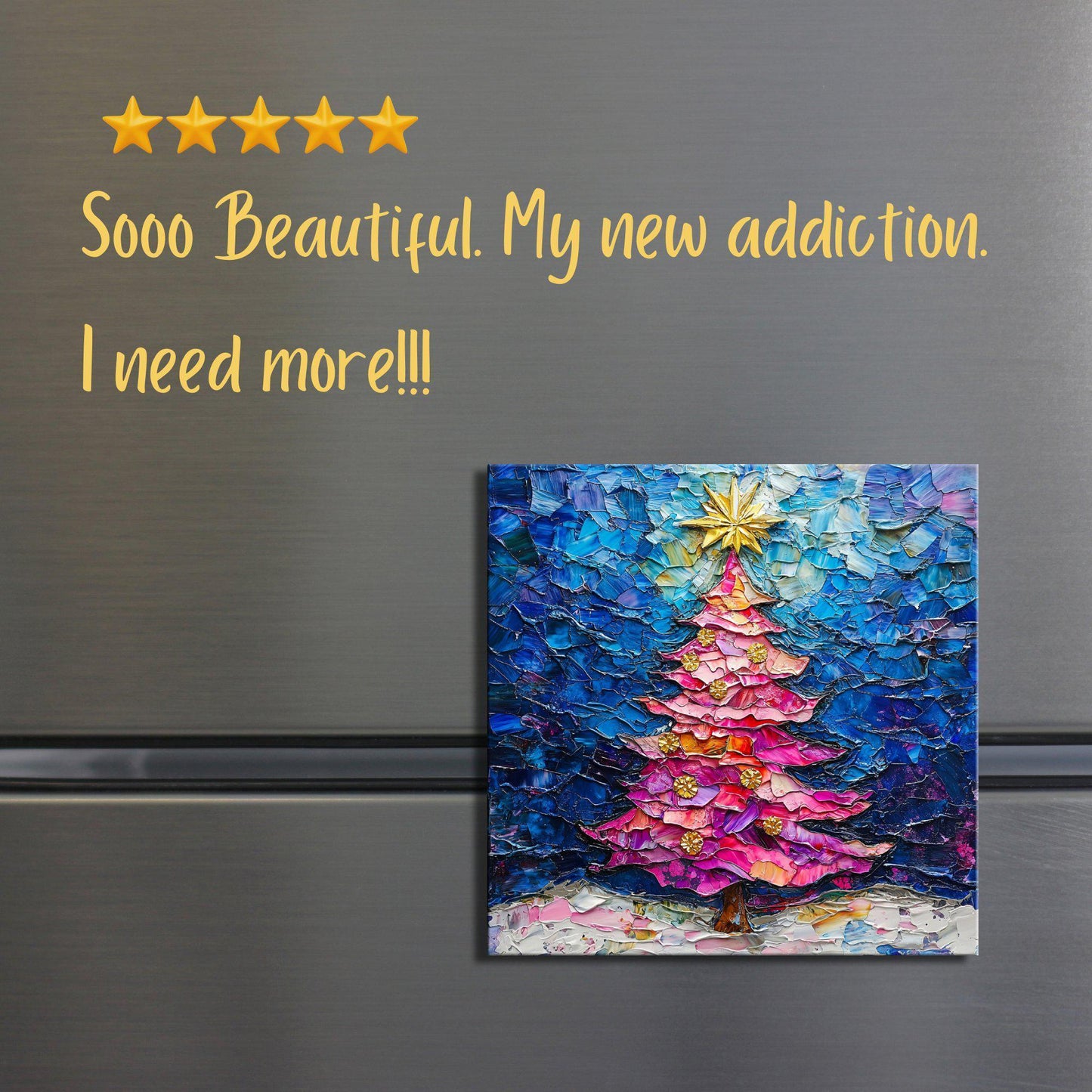 Pink Christmas Tree Fridge Magnet 2-inch Strong Refrigerator Magnet Kitchen Decor Dopamine Ceramic Tile Art Gift for Her fridgescaping