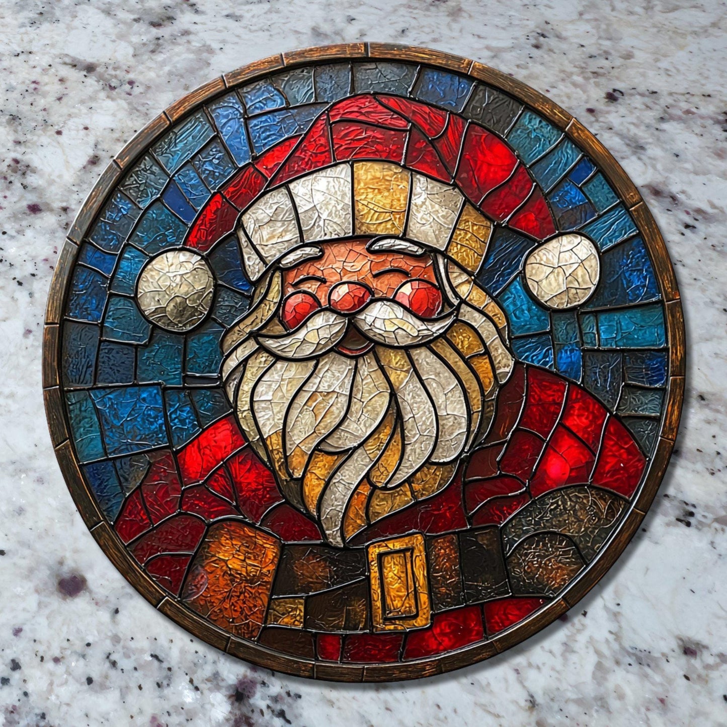 Santa Claus Glass Cutting Board Trivet Hot Plate Charcuterie Board Gift for Her Mom Christmas Housewarming