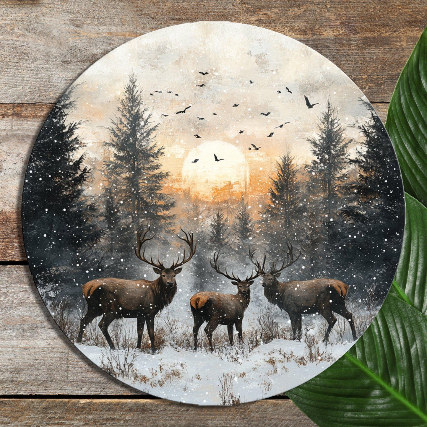 Deer in the Clearing Glass Cutting Board 8-inch Round Trivet Charcuterie Board Gift for Her Mom Kitchen Decor