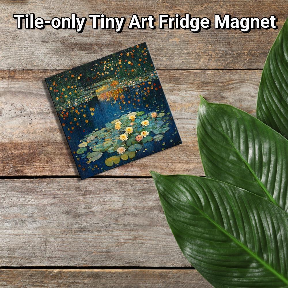 Water Lilies Gold Framed Refrigerator Magnet, Mini Art, Grand Millennial Style, Artful Kitchen Decor, Gift for Her fridgescaping