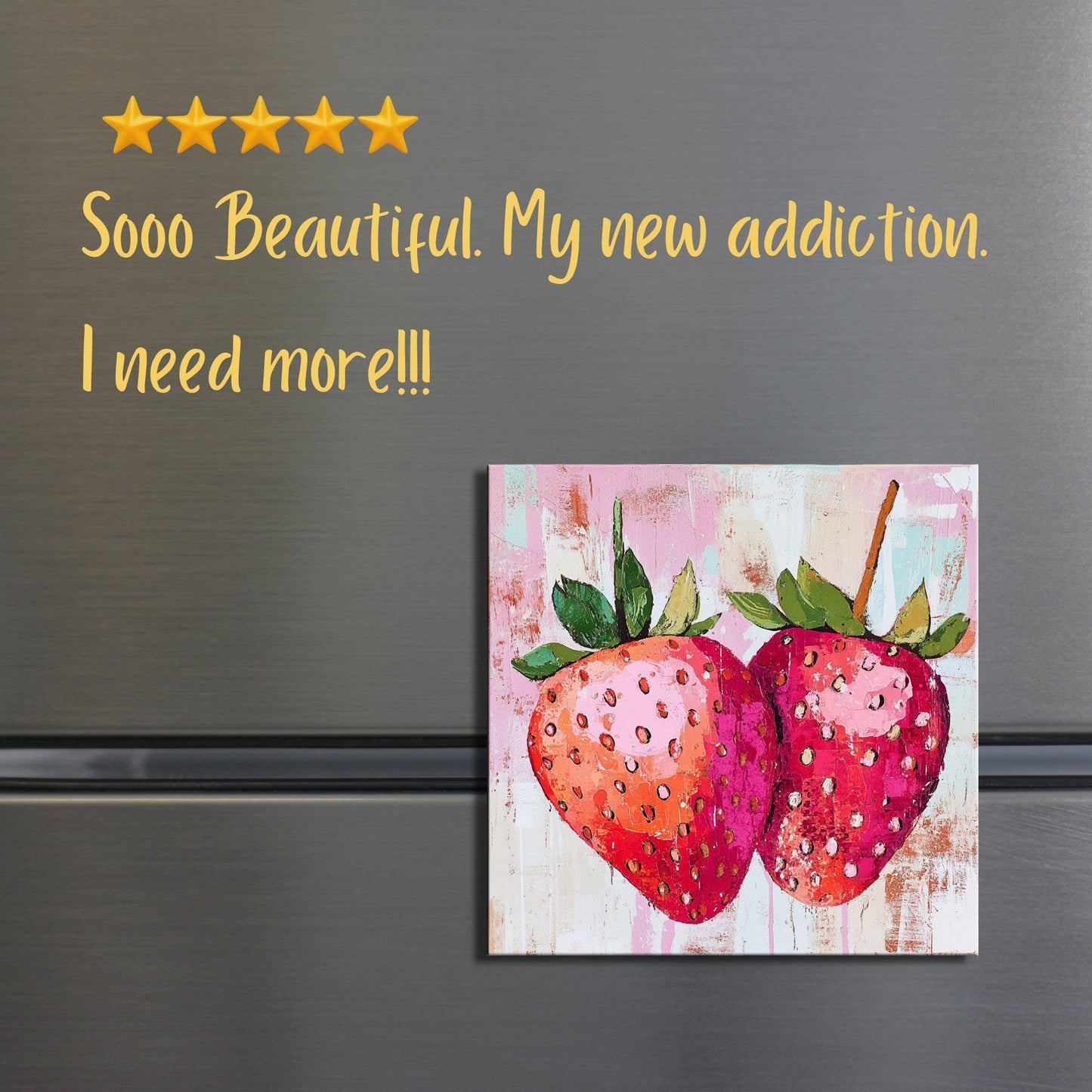 Strawberries Fridge Magnet 2-inch Strong Refrigerator Magnet Kitchen Decor Dopamine Ceramic Tile Art Gift for Her fridgescaping