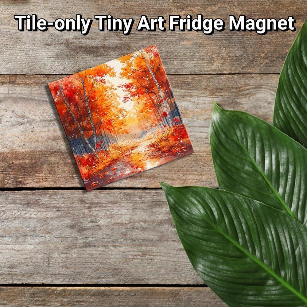 Fall Orange Foilage Gold Framed Refrigerator Magnet, Mini Art, Grand Millennial Style, Artful Kitchen Decor, Gift for Her fridgescaping