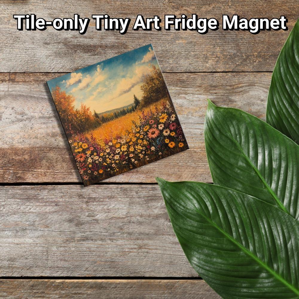 Fall Wildflowers Gold Framed Refrigerator Magnet, Mini Art, Grand Millennial Style, Artful Kitchen Decor, Gift for Her fridgescaping