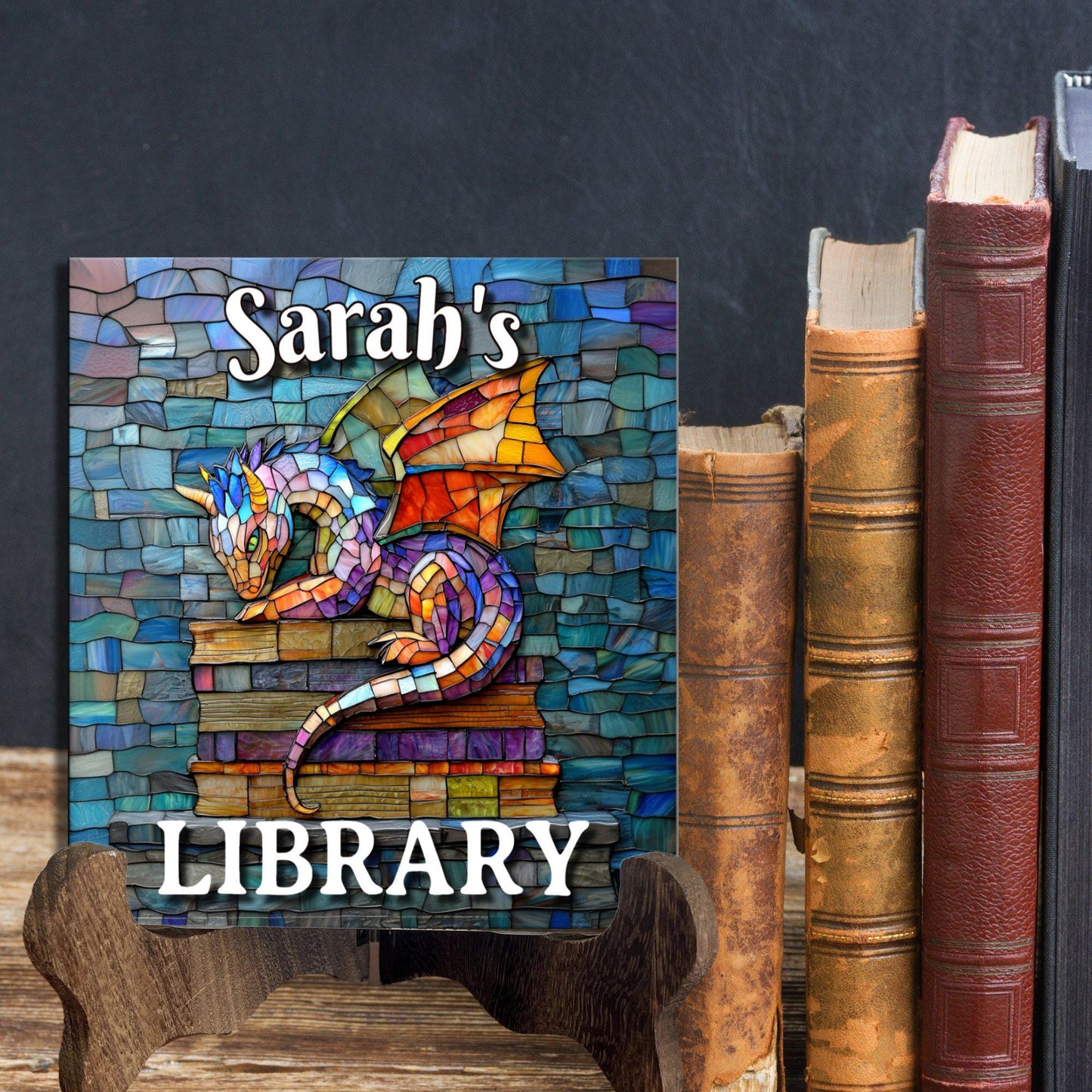 Dragon Personalized Library Sign Bookshelf Decore Biblophil Gifts Bookworm Gift To-Be-Read