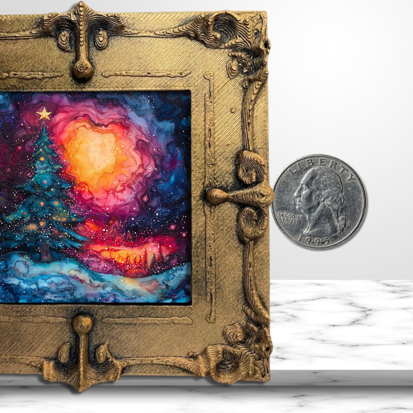 Fridge Magnet Vaporware Aesthetic Christmas Tiny Art Gold Framed Fridgescaping Art Picture Gallery Tiny Art Gift for Her Wife Mom