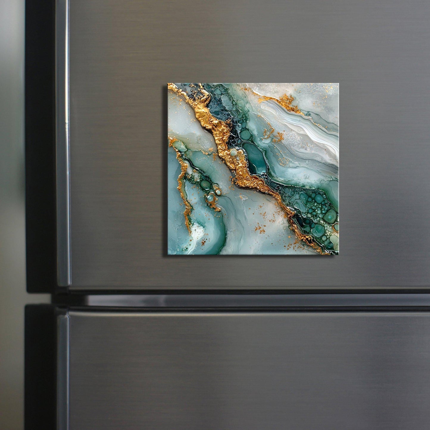 Soft Gray and Turquoise Fridge Magnet 2-inch Strong Refrigerator Magnet Kitchen Decor Dopamine Ceramic Tile Art Gift for Her fridgescaping