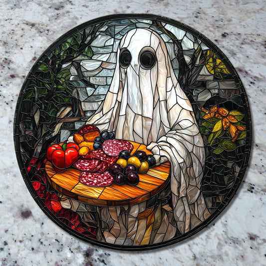 Ghost charcuterie Glass Cutting Board Trivet Hot Plate Charcuterie Board Gift for Her Mom Christmas Housewarming