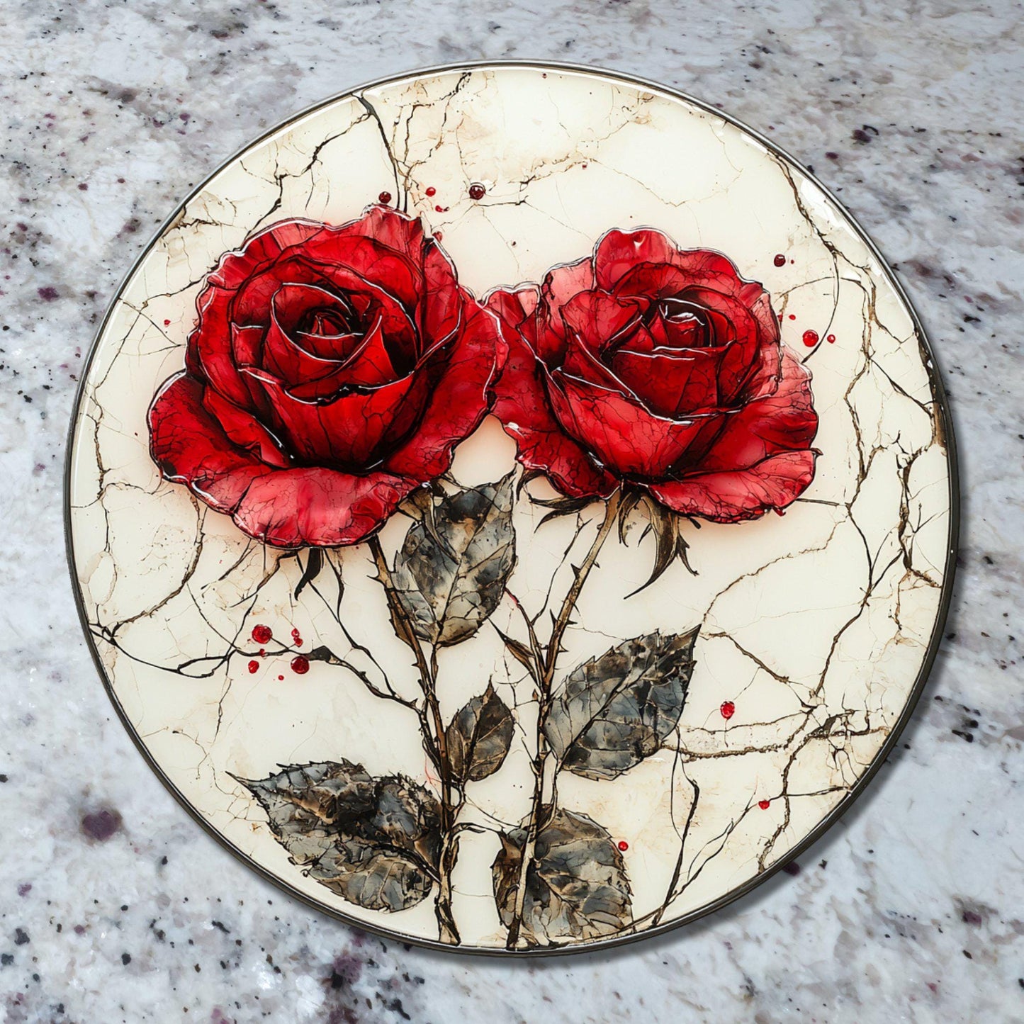 Roses Glass Cutting Board Trivet Hot Plate Charcuterie Board Gift for Her Mom Christmas Housewarming