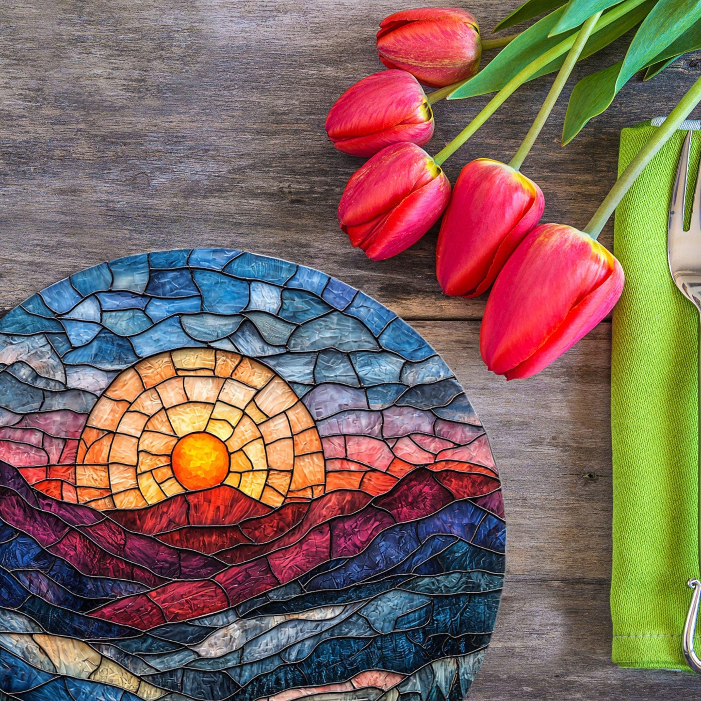 Smoky Mountains Sunrise Glass Cutting Board Trivet Hot Plate Charcuterie Board Gift for Her Mom Christmas Housewarming