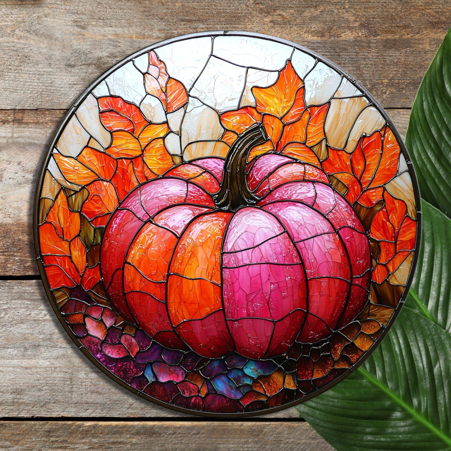 Pink Orange Pumpkin Glass Cutting Board Trivet Hot Plate Charcuterie Board Gift for Her Mom Christmas Housewarming