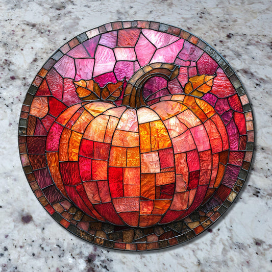 Pink Pumpkin Glass Cutting Board Trivet Hot Plate Charcuterie Board Gift for Her Mom Christmas Housewarming