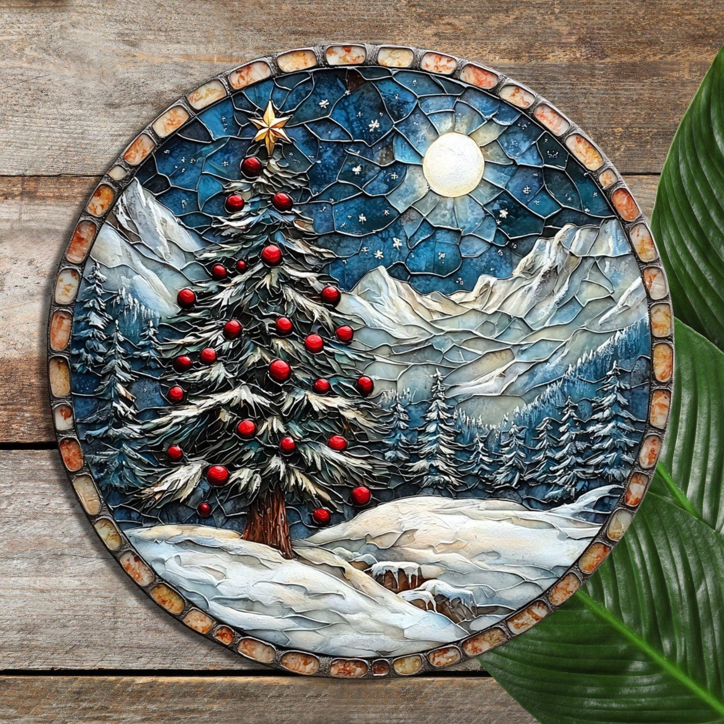 Snow Covered Christmas Trees Glass Cutting Board Trivet Hot Plate Charcuterie Board Gift for Her Mom Christmas Housewarming