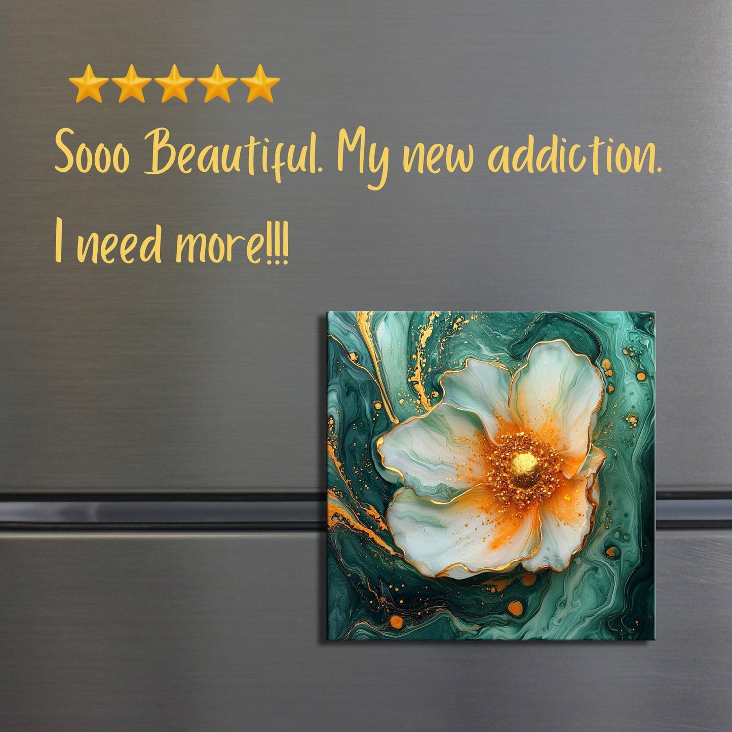 Marigold and Seafoam Green Fridge Magnet 2-inch Strong Refrigerator Magnet Kitchen Decor Dopamine Ceramic Tile Art Gift for Her