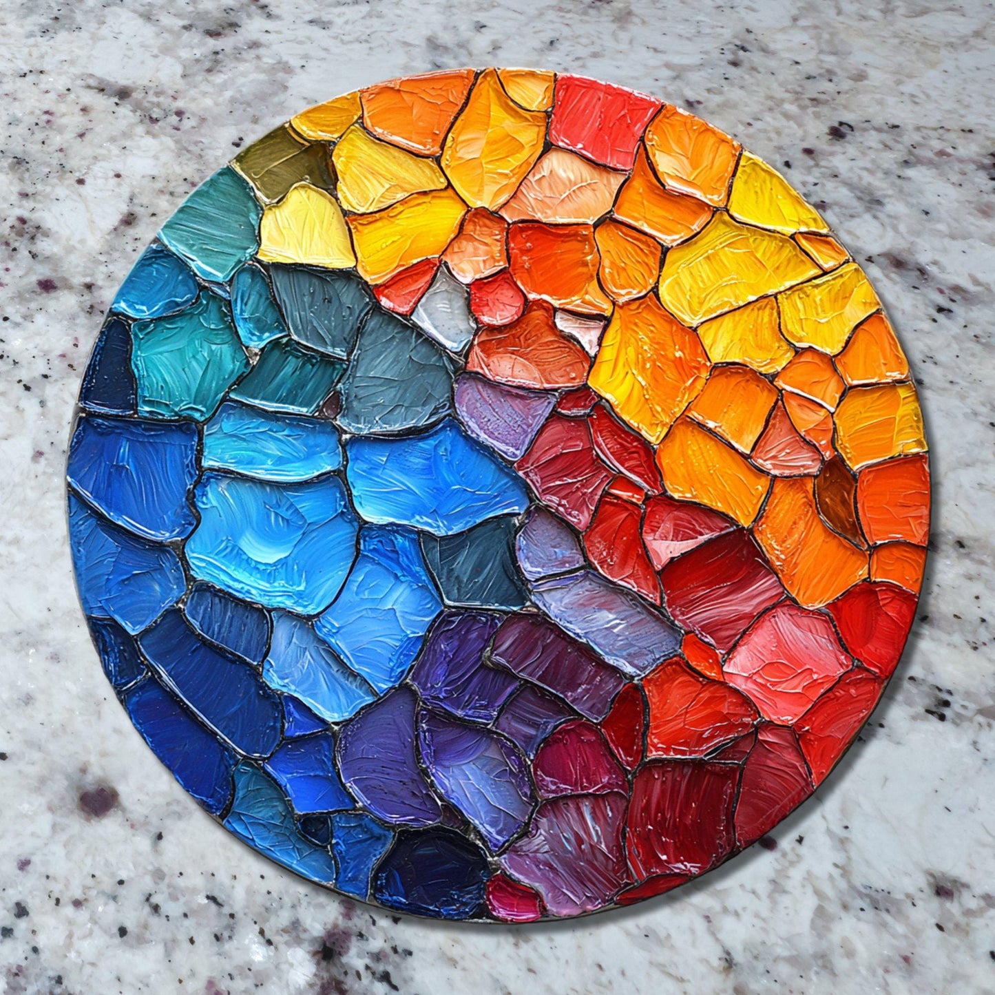 Abstract Colorful Glass Cutting Board Trivet Hot Plate Charcuterie Board Gift for Her Mom Christmas Housewarming