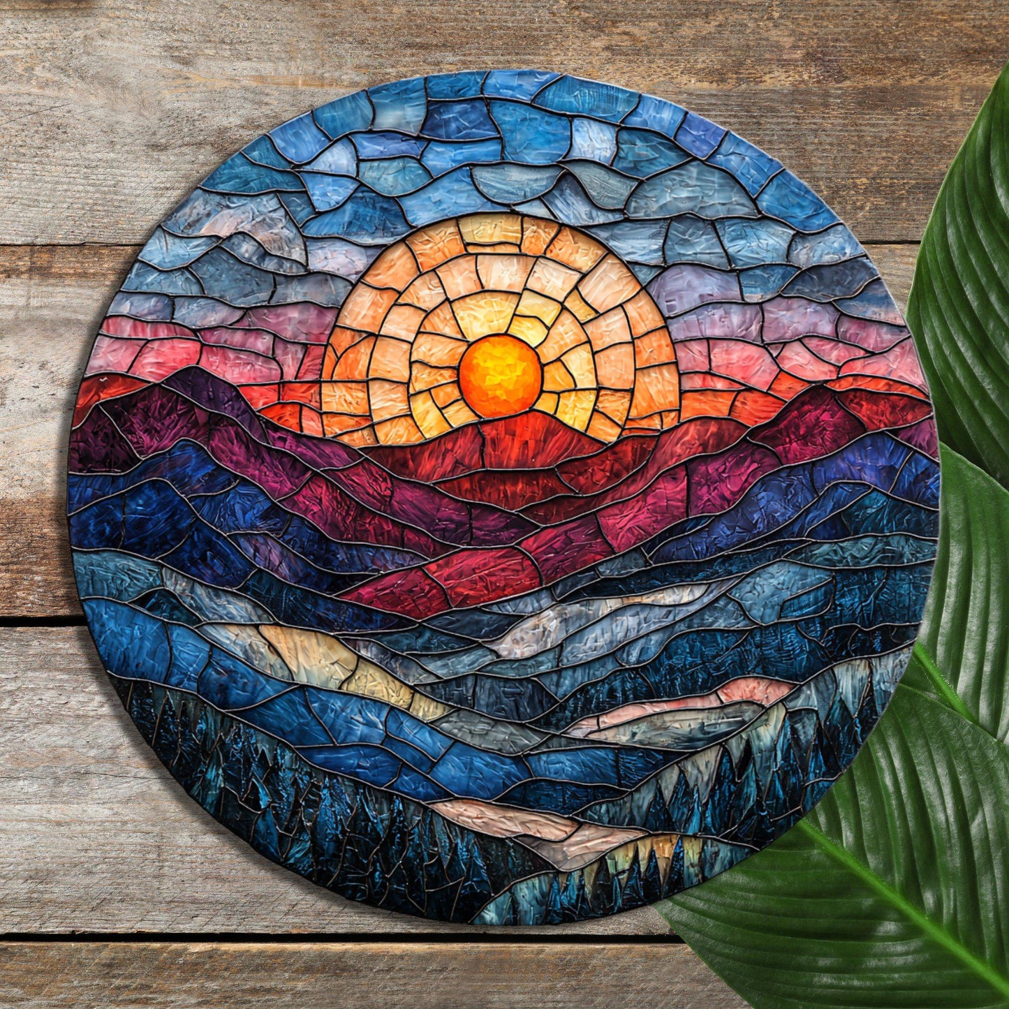 Smoky Mountains Sunrise Glass Cutting Board Trivet Hot Plate Charcuterie Board Gift for Her Mom Christmas Housewarming