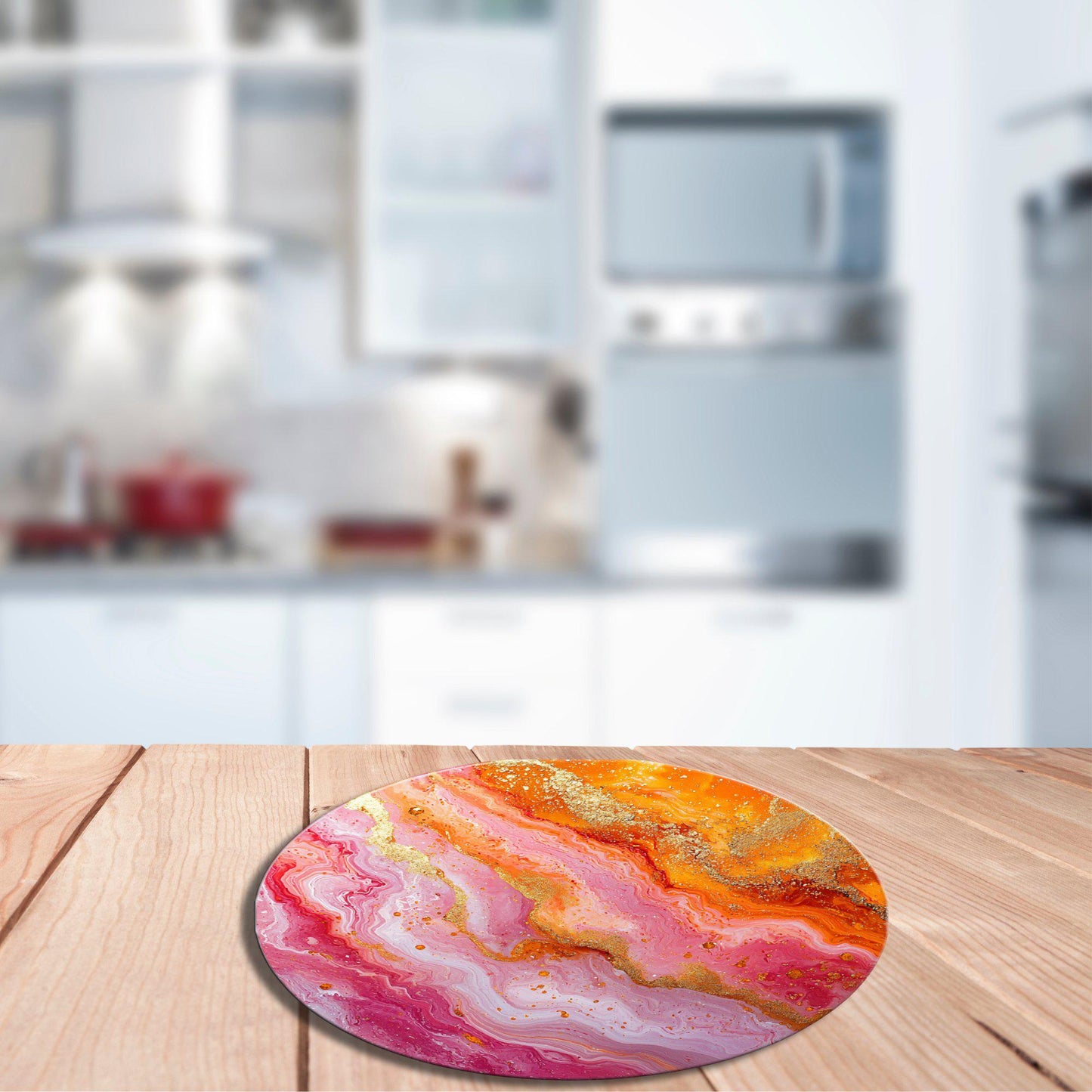 Pink Orange Marble Glass Cutting Board Trivet Hot Plate Charcuterie Board Gift for Her Mom Christmas Housewarming