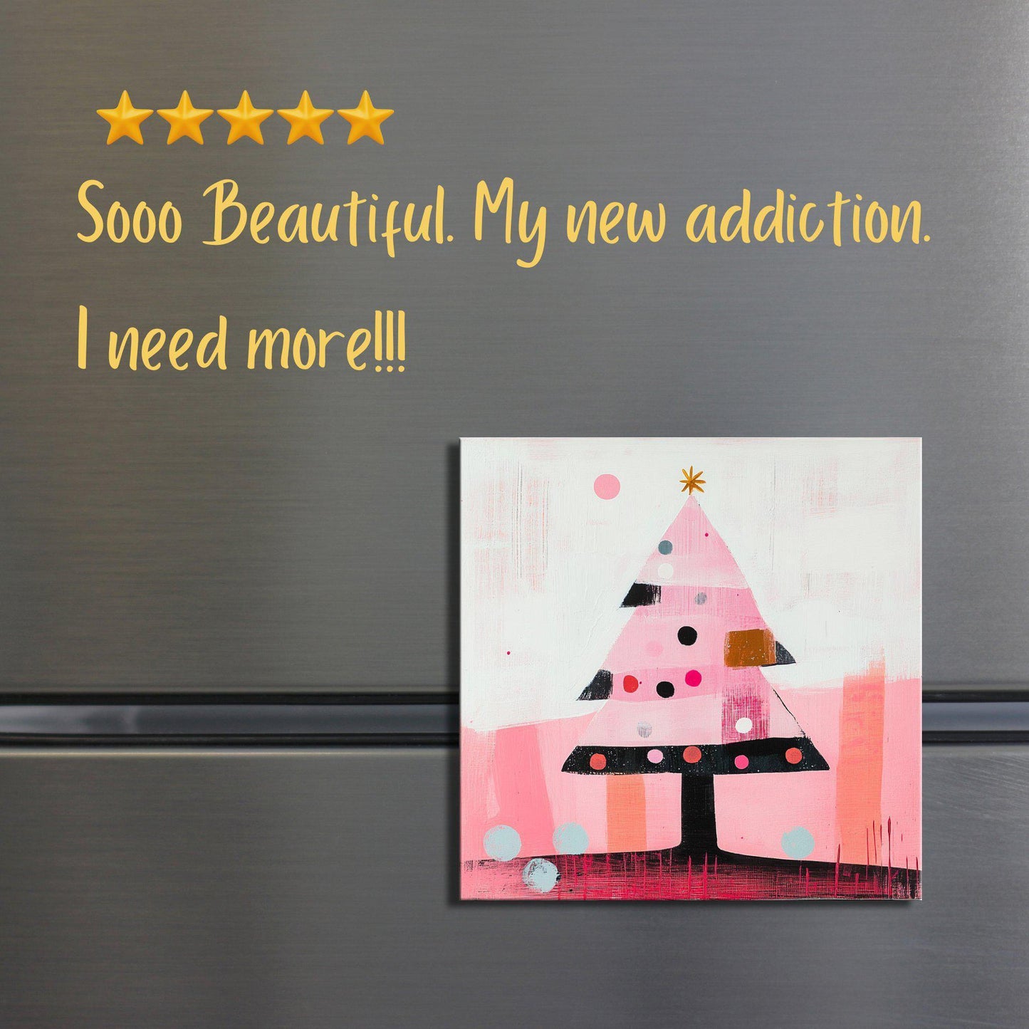 Pink Christmas Tree Fridge Magnet 2-inch Strong Refrigerator Magnet Kitchen Decor Dopamine Ceramic Tile Art Gift for Her fridgescaping