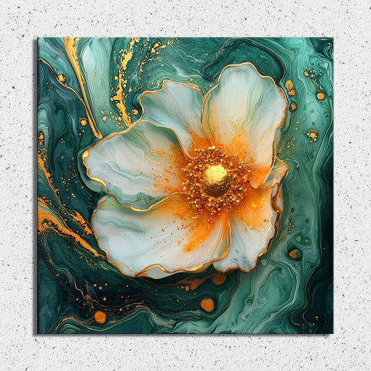 Marigold and Seafoam Green Fridge Magnet 2-inch Strong Refrigerator Magnet Kitchen Decor Dopamine Ceramic Tile Art Gift for Her