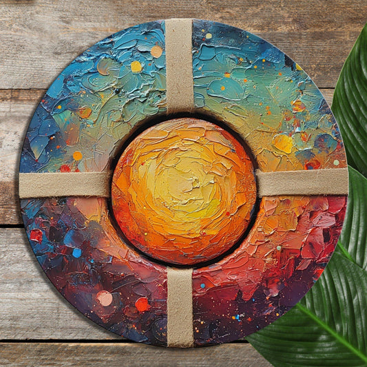 Galactic Wrap Package Glass Cutting Board 8-inch Round Trivet Charcuterie Board Gift for Her Mom Kitchen Decor