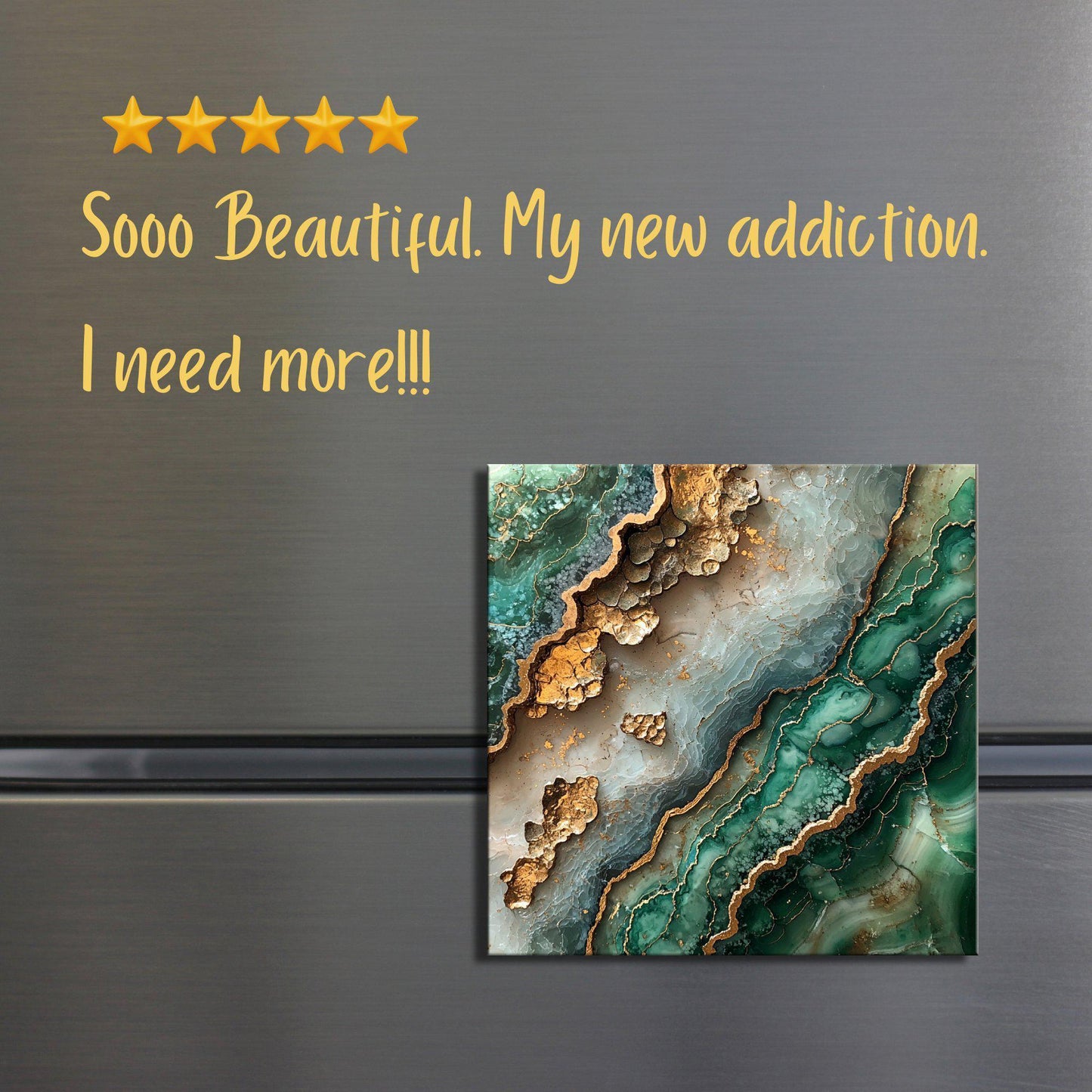 Emerald green and warm beige Fridge Magnet 2-inch Strong Refrigerator Magnet Kitchen Decor Dopamine Ceramic Tile Art Gift for Her