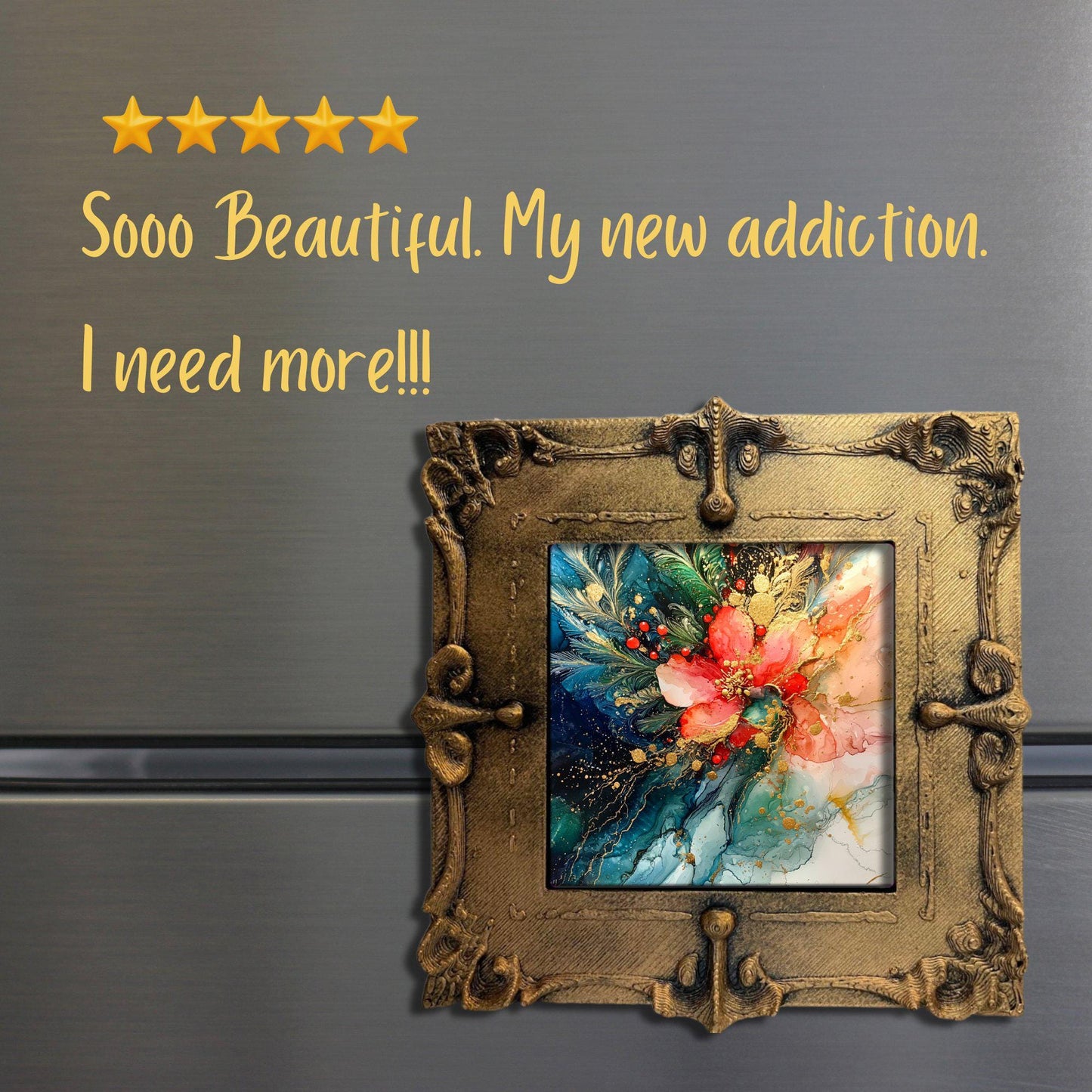 Christmas Aesthetic Tiny Art Fridge Magnet Gold Framed Fridgescaping Art Picture Gallery Tiny Art Gift for Her Wife Mom