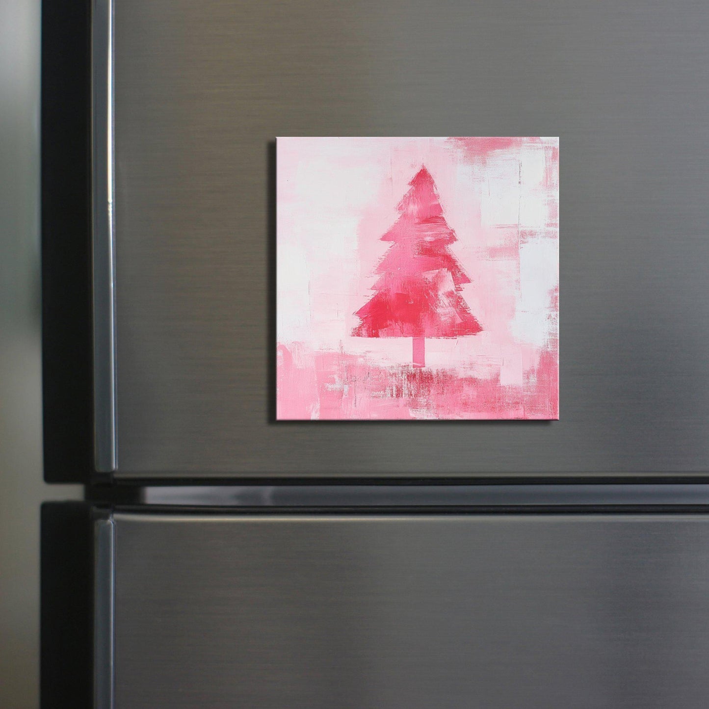 Pink Christmas Tree Scandinavian Fridge Magnet 2-inch Strong Refrigerator Magnet Kitchen Decor Dopamine Ceramic Tile Art Gift Her